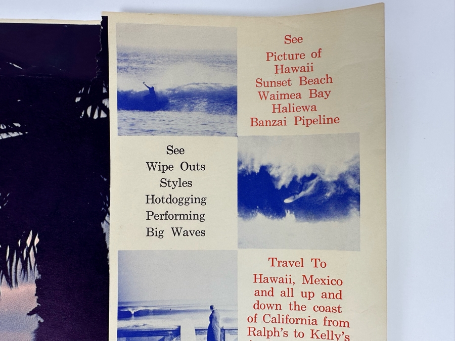 Vintage Surf Movie Poster The Waves By Walt Phillips 1964 14.5 X 10 [Photo 8]