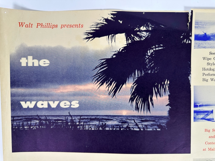 Vintage Surf Movie Poster The Waves By Walt Phillips 1964 14.5 X 10 [Photo 5]