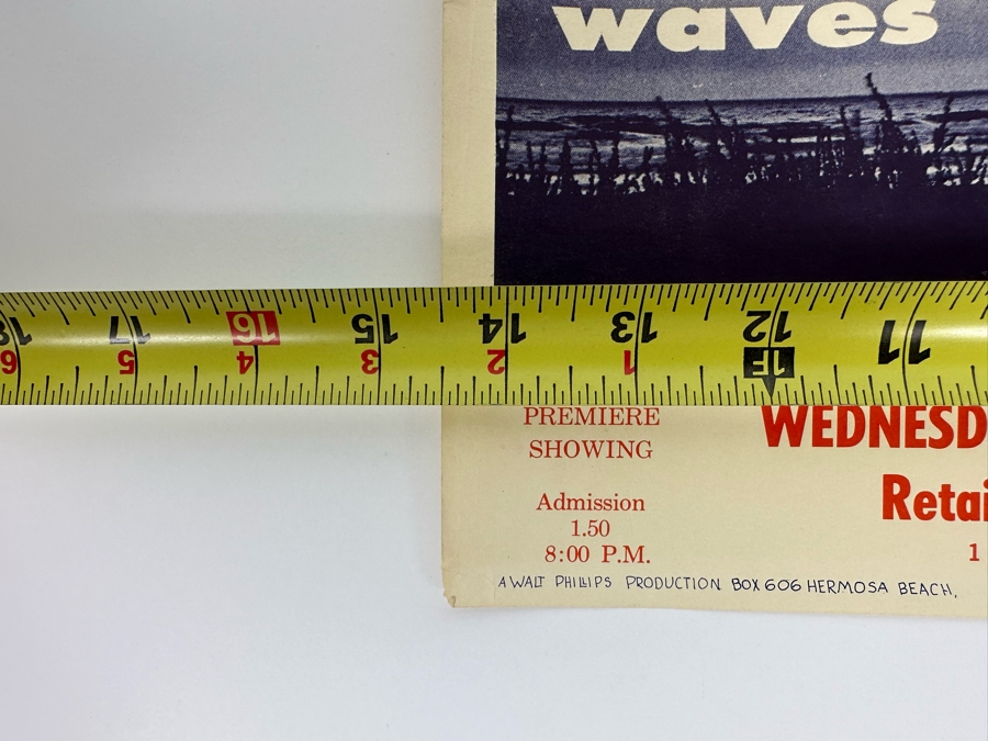 Vintage Surf Movie Poster The Waves By Walt Phillips 1964 14.5 X 10 [Photo 12]