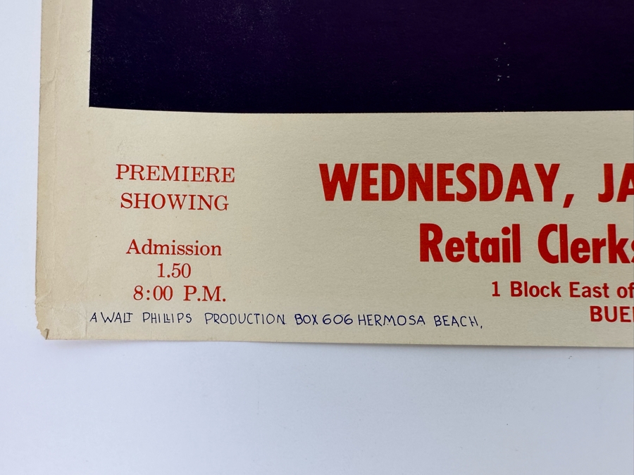 Vintage Surf Movie Poster The Waves By Walt Phillips 1964 14.5 X 10 [Photo 6]