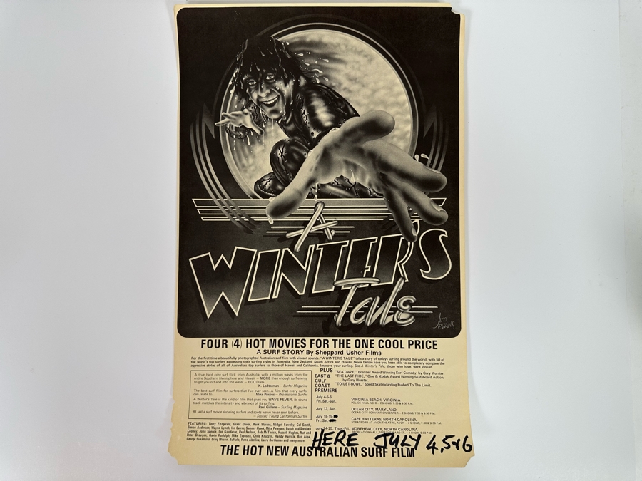 Vintage Surf Movie Poster A Winters Tale Australian Surf Film Jim Evans Artwork 12 X 18.5 [Photo 3]