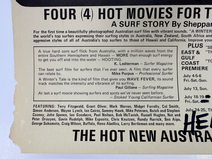 Vintage Surf Movie Poster A Winters Tale Australian Surf Film Jim Evans Artwork 12 X 18.5 [Photo 8]