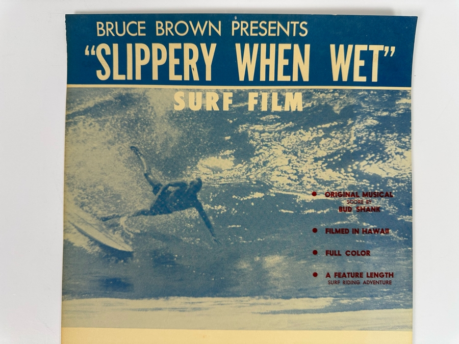 Vintage Surf Movie Poster Slippery When Wet By Bruce Brown At Anaheim High School Auditorium 9.5 X 12.5 [Photo 4]