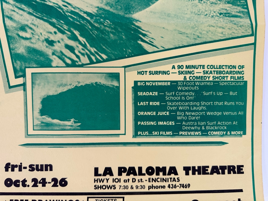 Vintage Surf Movie Poster Surf Film Festival At The La Paloma Theatre In Encinitas, CA 11 X 17 [Photo 5]