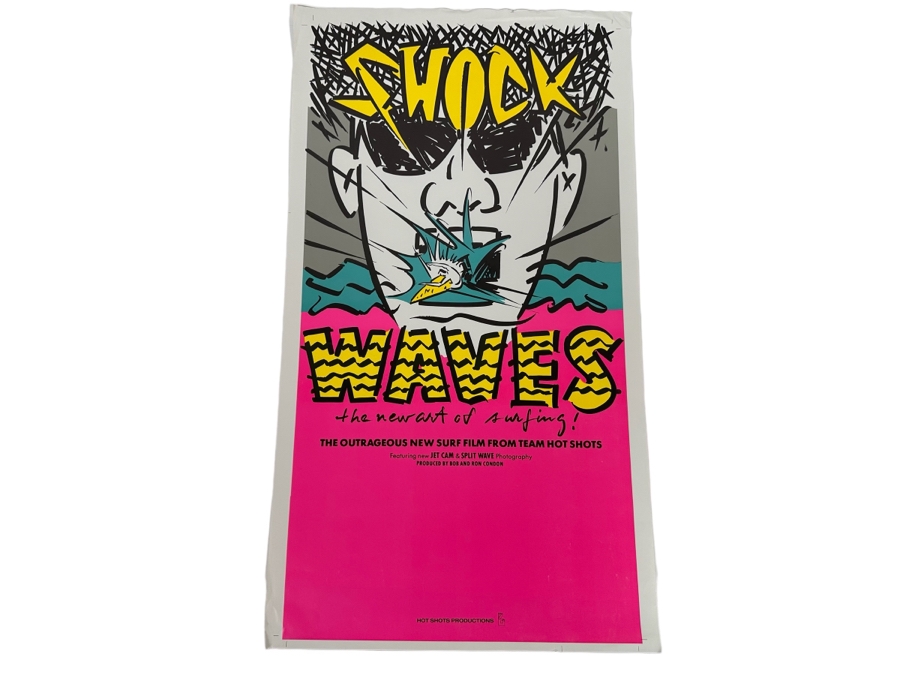 Vintage Surf Movie Poster Shock Waves The New Art Of Surfing 16 X 28 [Photo 1]