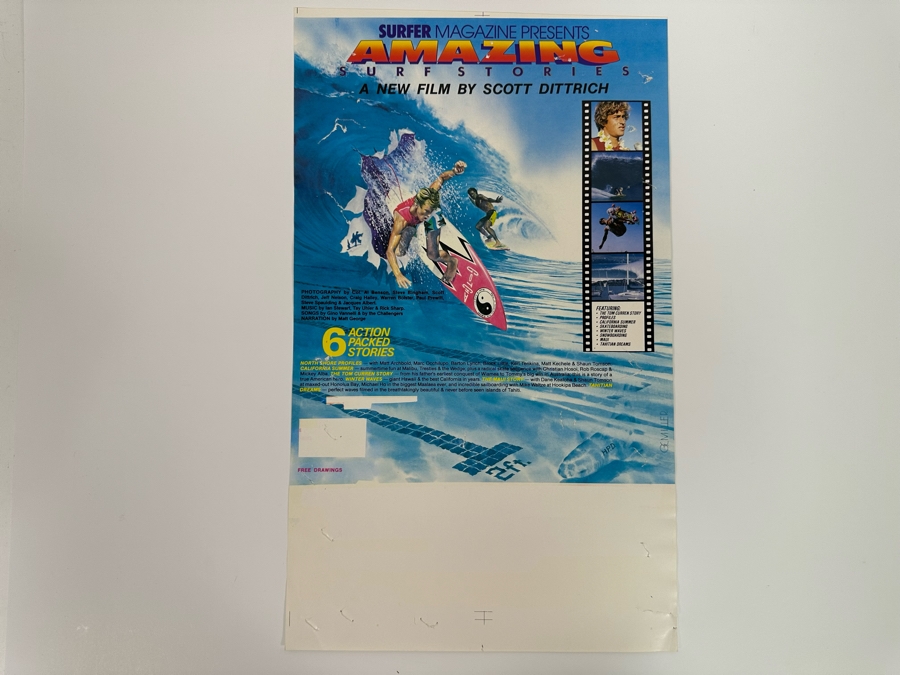 Vintage Surf Movie Poster Surfer Magazine Presents Amazing Surf Stories 