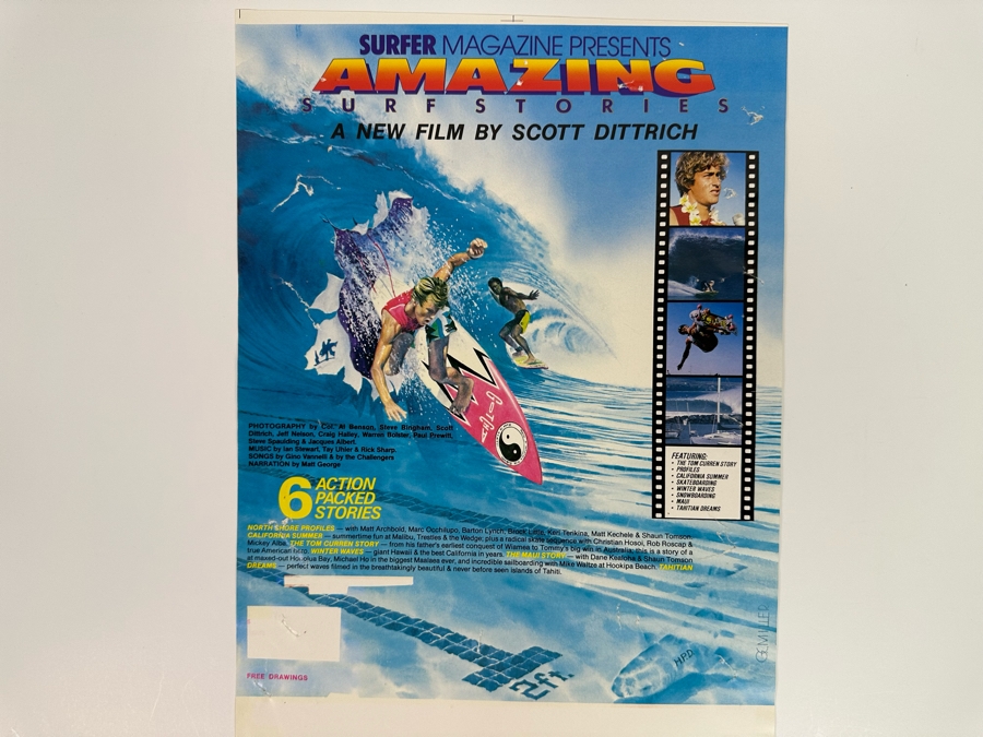 Vintage Surf Movie Poster Surfer Magazine Presents Amazing Surf Stories ...