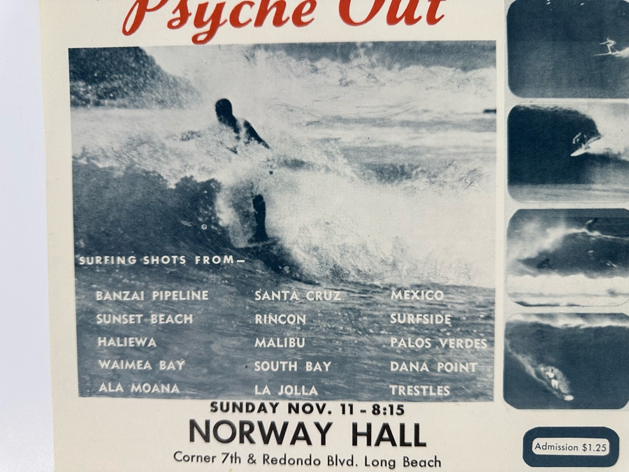 Vintage Surf Movie Poster Psyche Out By Walt Phillips 12.5 X 9.5 [Photo 4]
