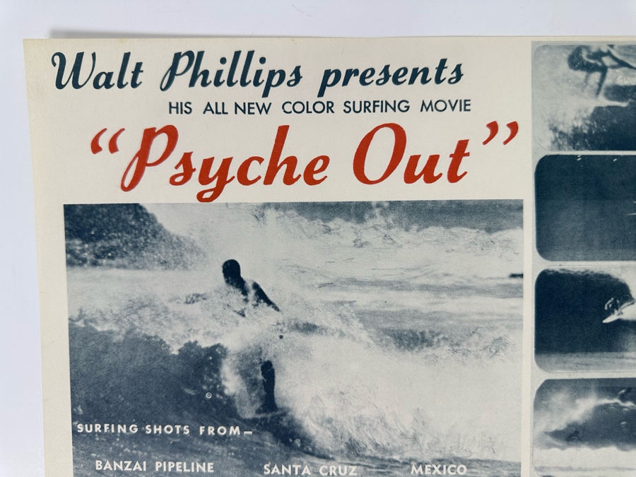 Vintage Surf Movie Poster Psyche Out By Walt Phillips 12.5 X 9.5 [Photo 3]
