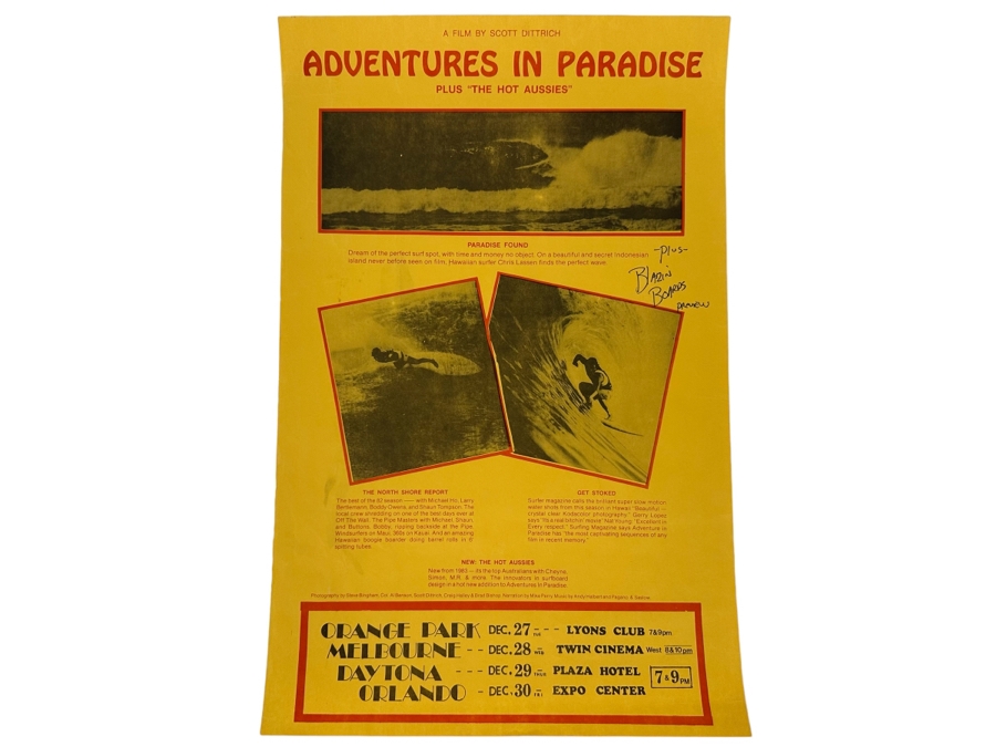 Vintage Surf Movie Poster Adventures In Paradise By Scott Dittrich 11 X 17