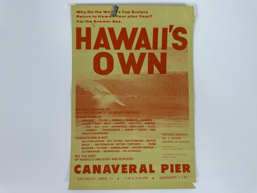 Vintage Surf Movie Poster Hawaii's Own 9.5 X 14 [Photo 2]