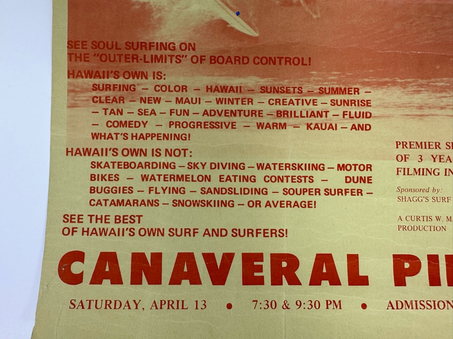 Vintage Surf Movie Poster Hawaii's Own 9.5 X 14 [Photo 7]