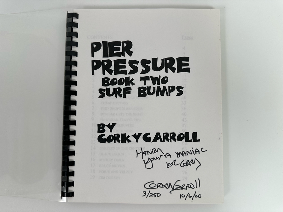 Autographed Book Pier Pressure Book Two Surf Bumps Signed By Corky Carrroll [Photo 4]