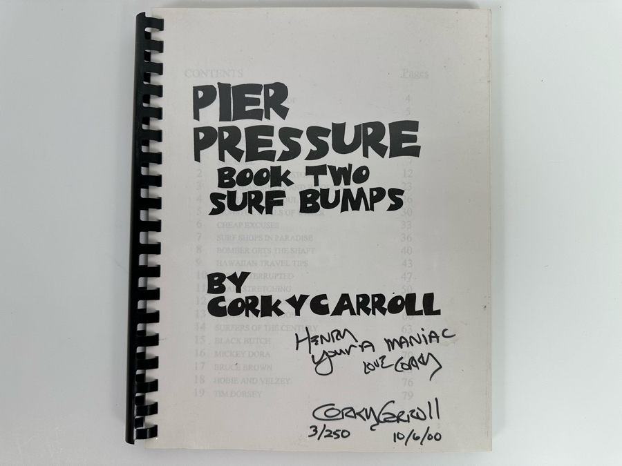 Autographed Book Pier Pressure Book Two Surf Bumps Signed By Corky Carrroll [Photo 2]