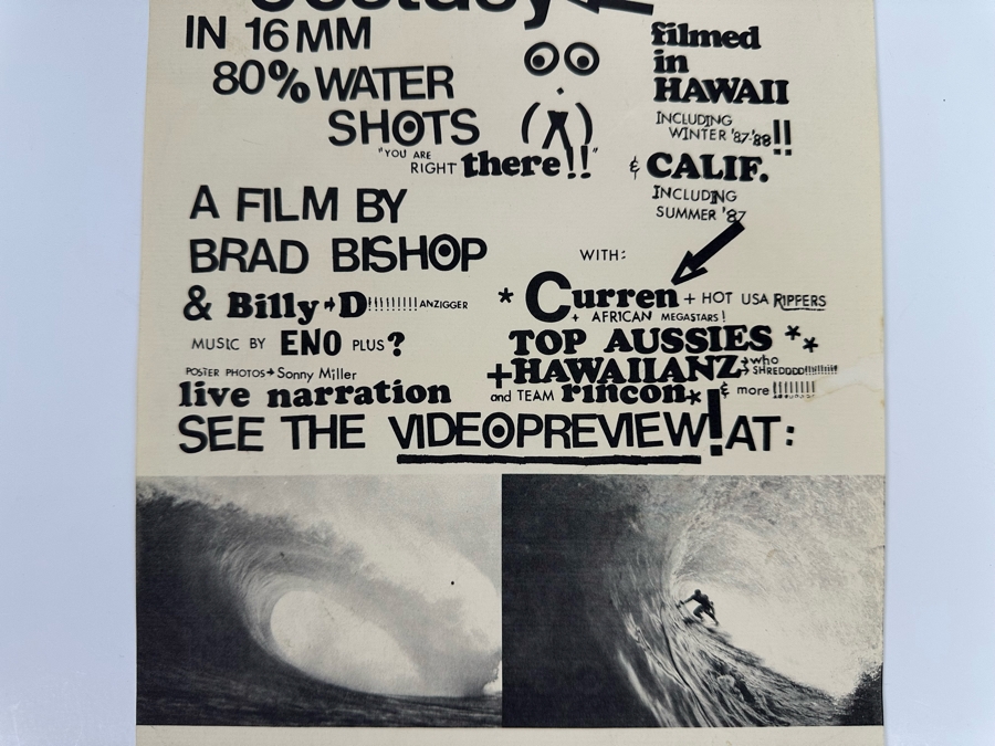 Vintage Surf Movie Poster Aqua Blue Ecstasy 8.5 X 15.5 [Photo 4]