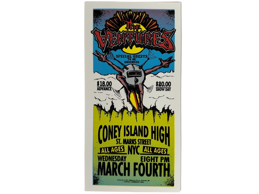 The Ventures Concert Handbill Coney Island High NYC Art By Mark Arminski 4.5 X 8.5 [Photo 1]