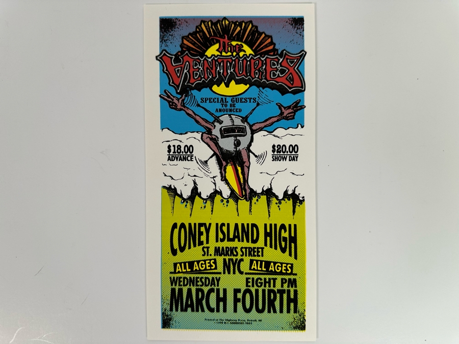 The Ventures Concert Handbill Coney Island High NYC Art By Mark Arminski 4.5 X 8.5 [Photo 3]