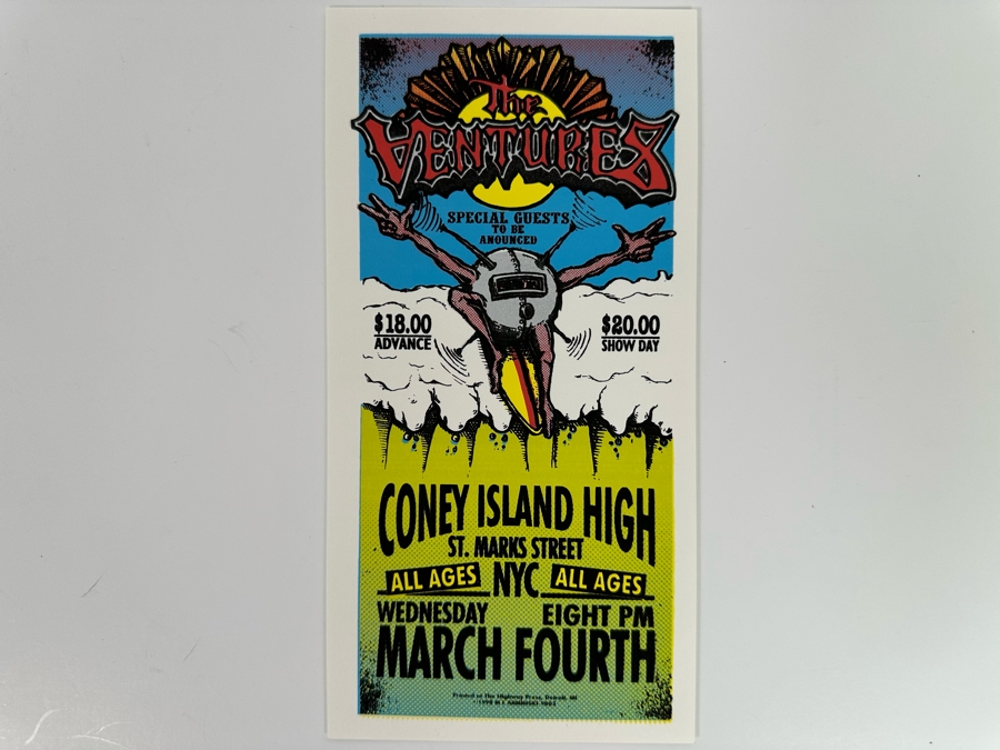 The Ventures Concert Handbill Coney Island High NYC Art By Mark Arminski 4.5 X 8.5 [Photo 2]