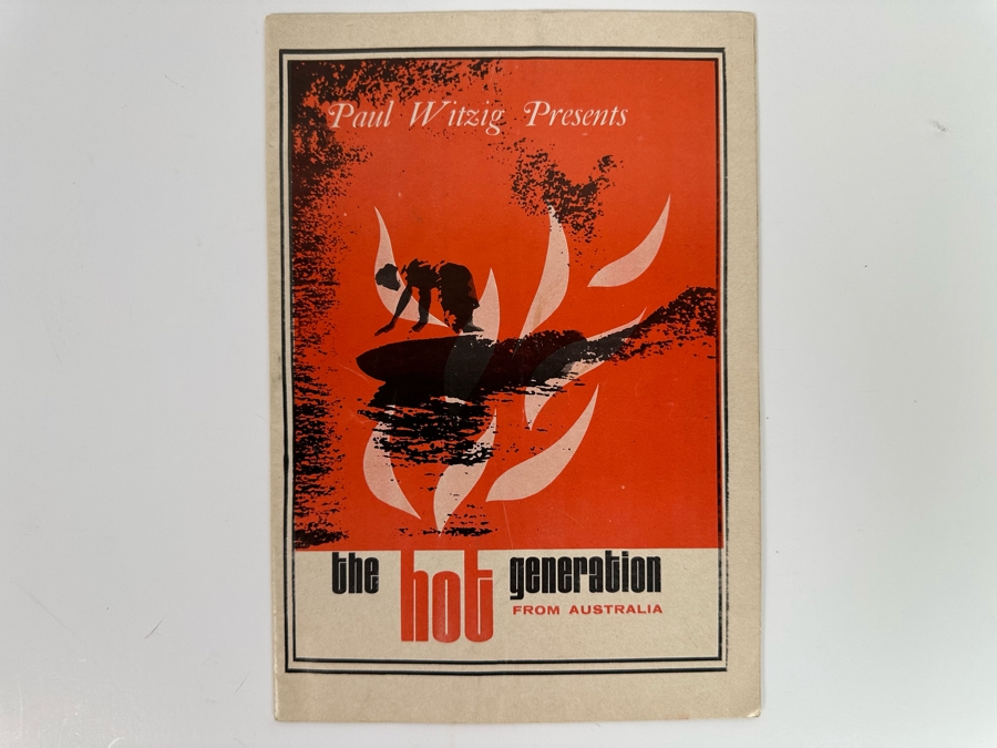 Rare Vintage 1967 Surf Movie Program Promoting The Surf Movie The Hot Generation From Australia By Paul Witzig 6.5 X 9.5 [Photo 2]