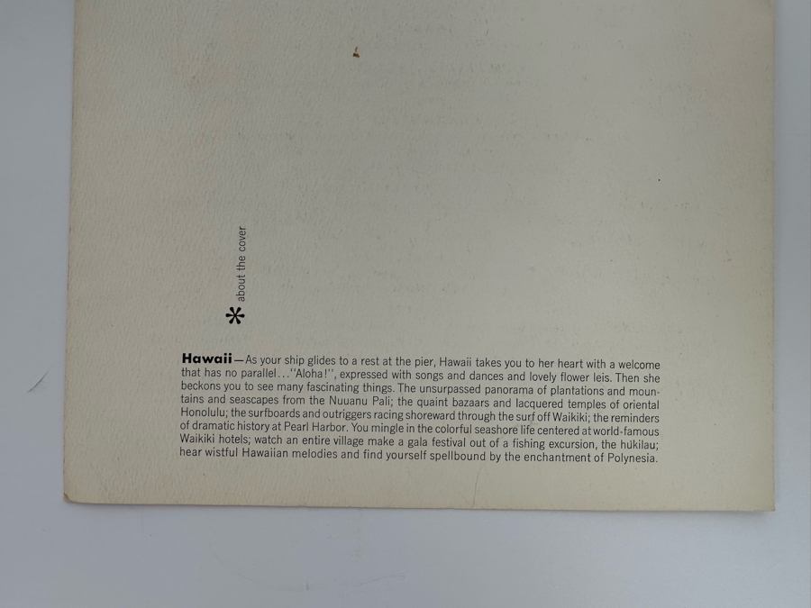 Vintage 1965 Hawaiian Matson Lines Menu Dinner Aboard S.S. Mariposa 9 X 12 [Photo 7]