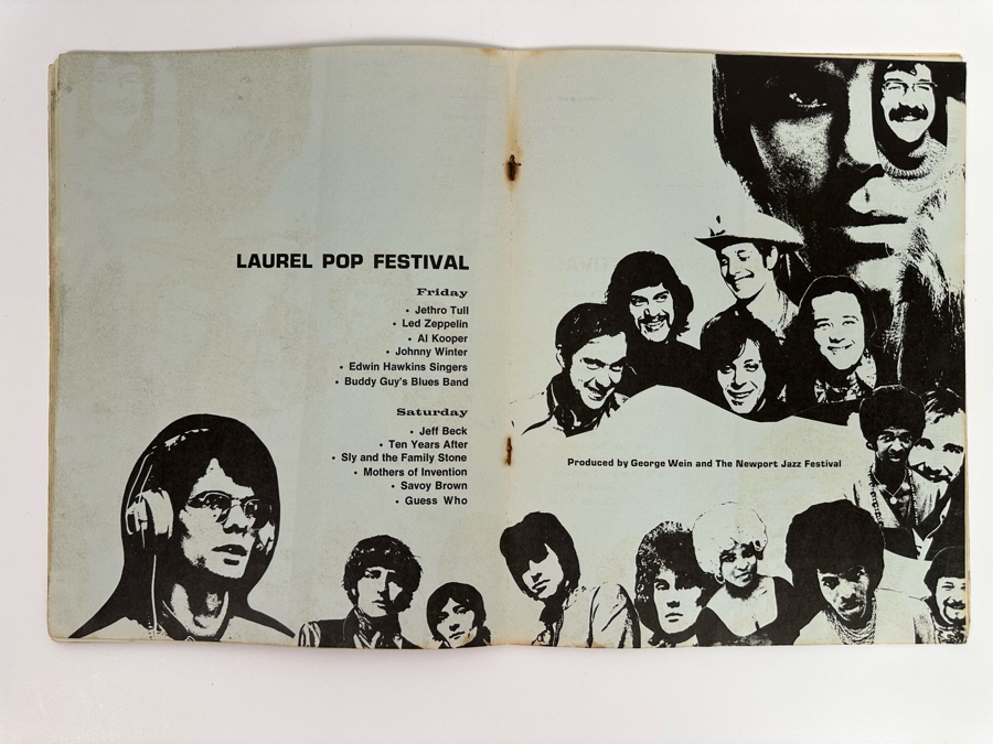 Vintage Laurel Pop Festival Music Concert Program Featuring Led Zeppelin, James Brown, Savory Brown, Sly And The Family Stone, The Mothers Of Invention, Johnny Winters 8.5 X 11 [Photo 9]