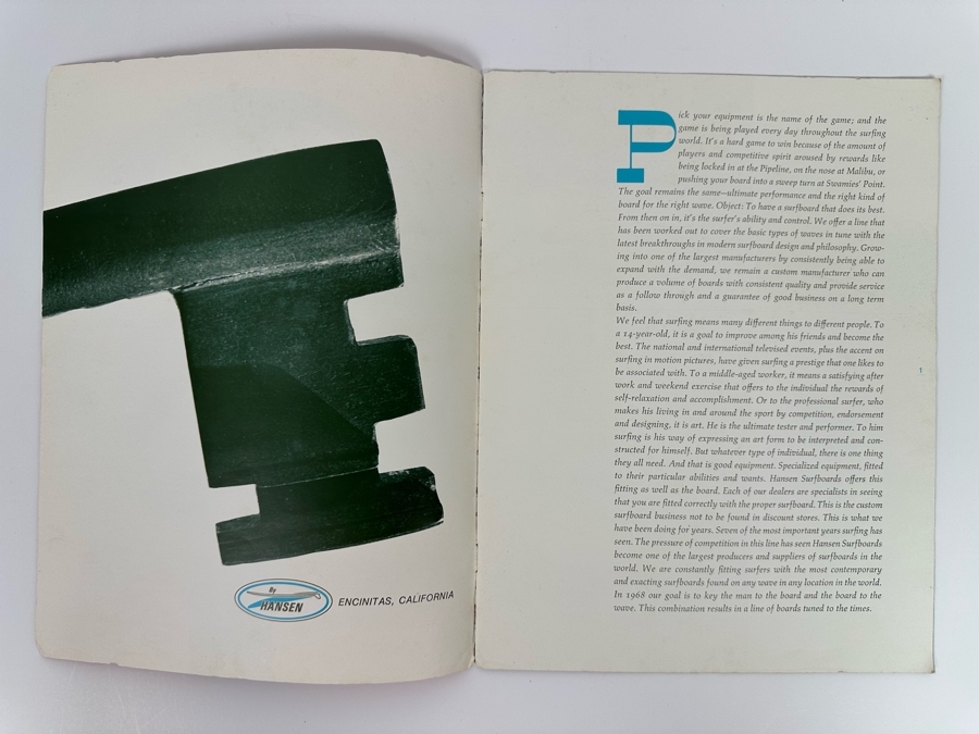 Rare Vintage 1968 Hansen Surfboards Encinitas CA Surfboard Product Catalog 8.5 X 11 [Photo 5]