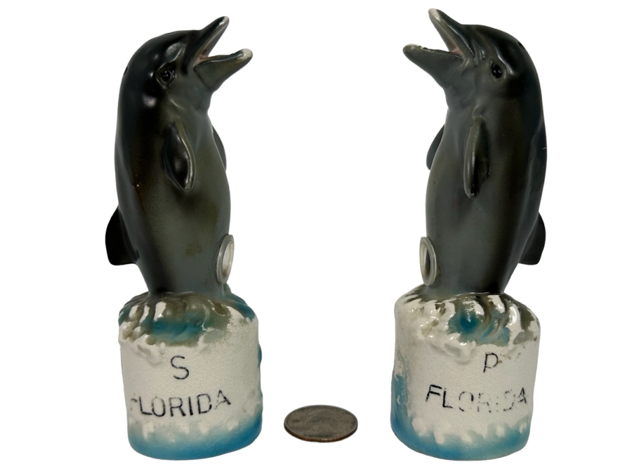 Vintage Dolphin Salt & Pepper Shakers 5H [Photo 1]