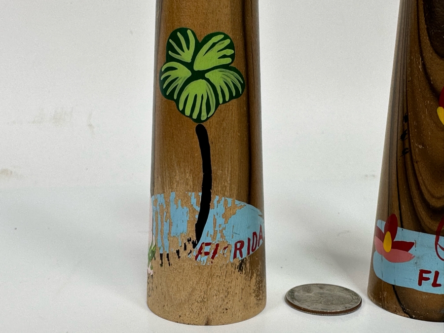 Vintage Wooden Florida Flamingo Salt & Pepper Shakers 6.5H [Photo 5]
