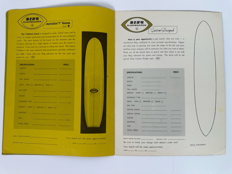 Rare Vintage 1968 Bing Surfboards Product Catalog 8.5 X 11