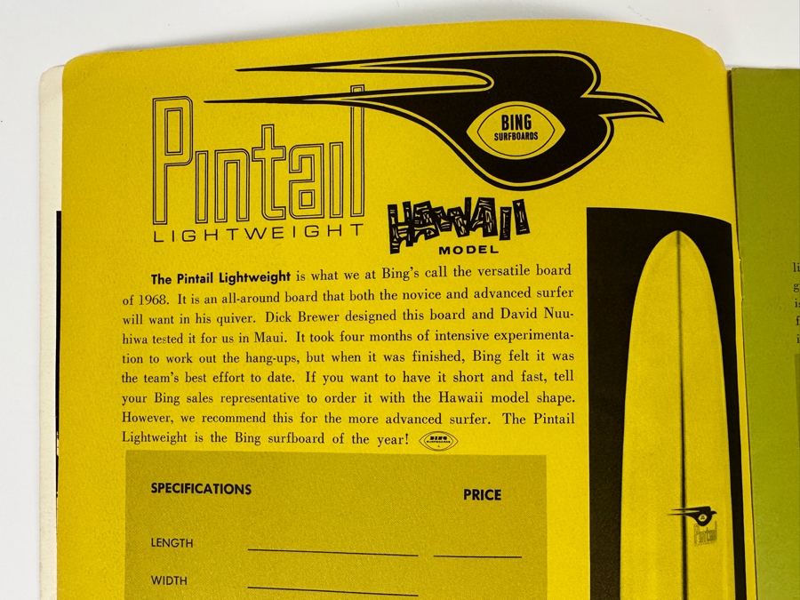 Rare Vintage 1968 Bing Surfboards Product Catalog 8.5 X 11 [Photo 8]