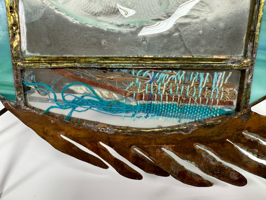 Cindy Hirt Original Custom Designer Metal And Art Glass Fish Sculpture With Lighted Stand Beach Decor 17W X 8D X 13.5H [Photo 7]