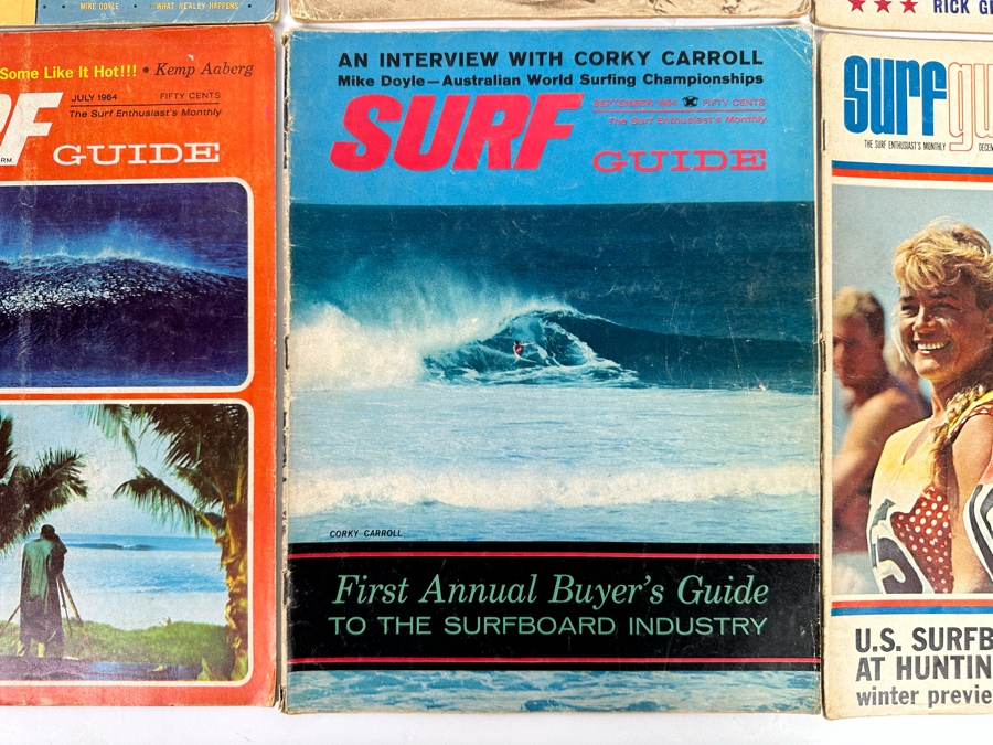 Six Vintage Surf Guide Magazines From July 1963 - December 1964