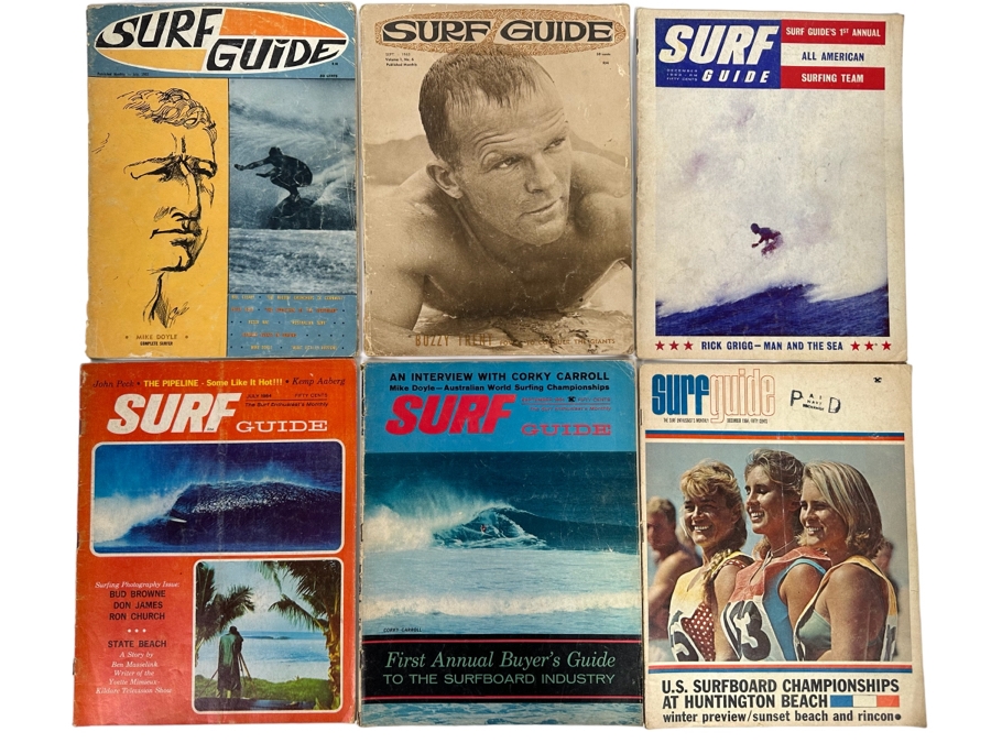 Six Vintage Surf Guide Magazines From July 1963 - December 1964 [Photo 1]