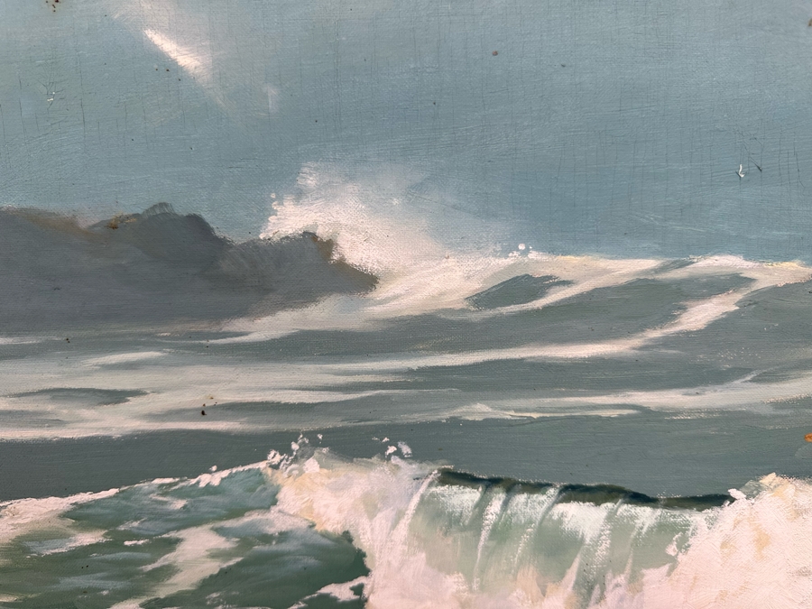 Chaunce M. Holt (C. M. Holt) Original Ocean Waves Swell Painting On Canvas 36 X  24 Framed 44 X 32 [Photo 5]