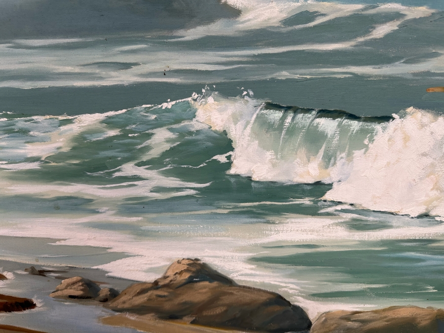Chaunce M. Holt (C. M. Holt) Original Ocean Waves Swell Painting On Canvas 36 X  24 Framed 44 X 32 [Photo 6]