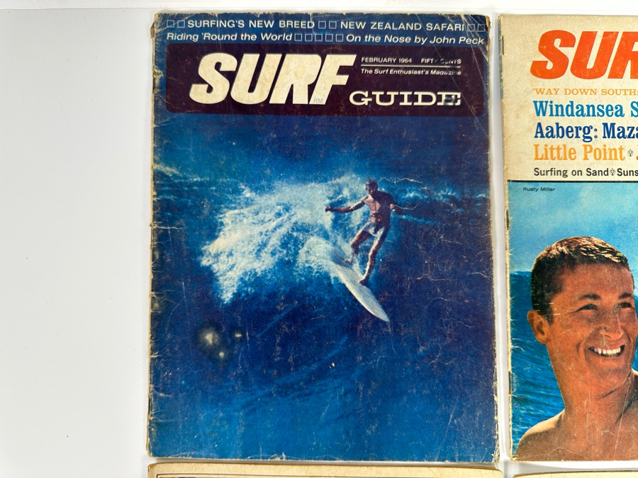 Four Vintage Surf Guide Magazines From February 1964 - March 1965