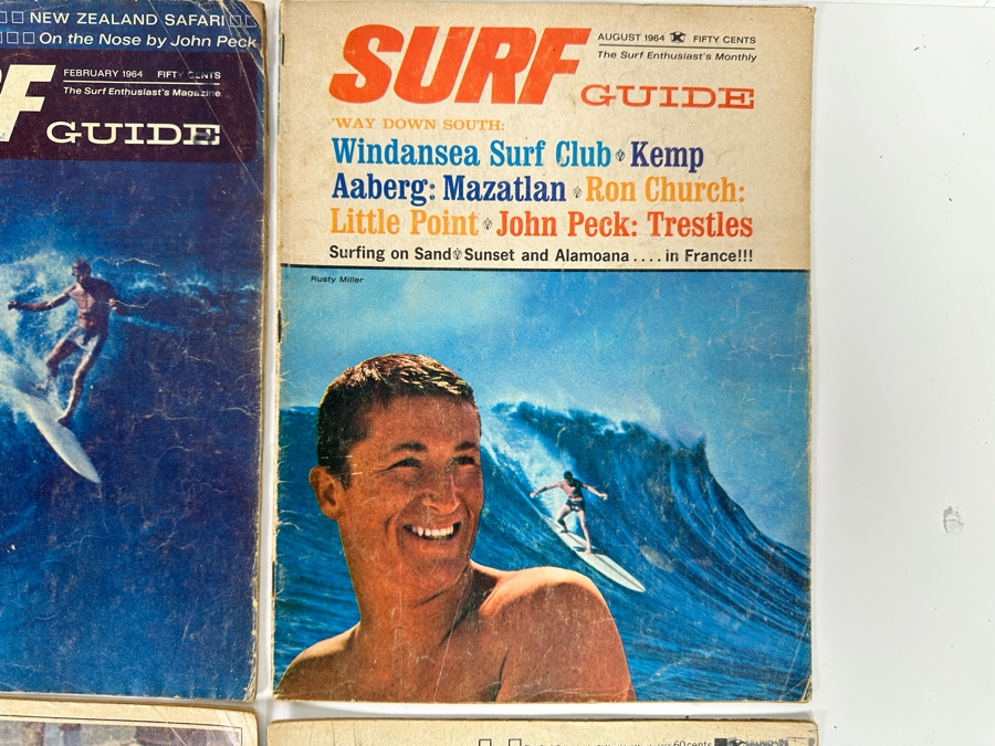 Four Vintage Surf Guide Magazines From February 1964 - March 1965