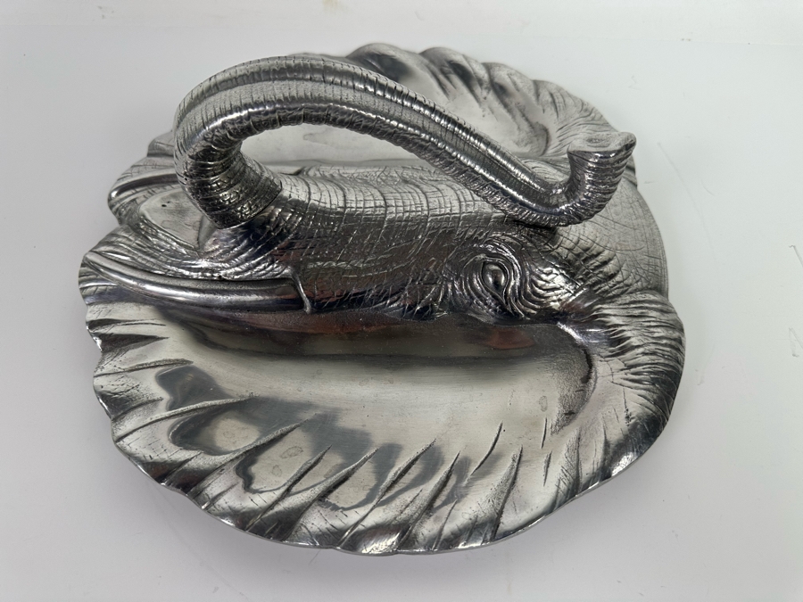Vintage 1987 Arthur Court Elephant Handled Divided Dish 11.5W X 11D X 5H [Photo 4]