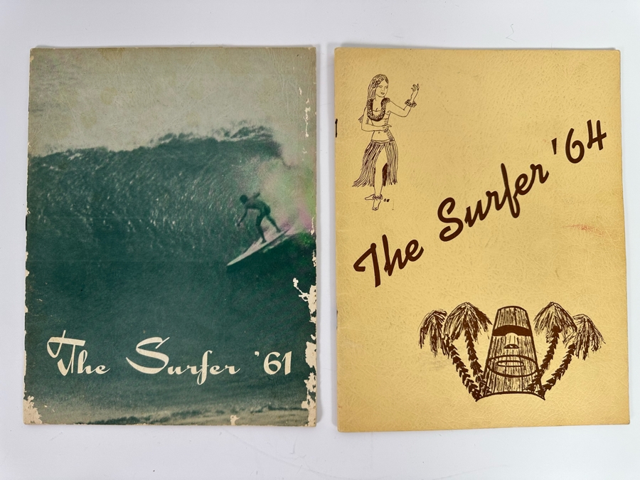 Vintage 1961 And 1964 The Surfer Yearbooks From Coronado Junior High School In San Diego Cover Featuring John Severson Surf Photograph [Photo 2]