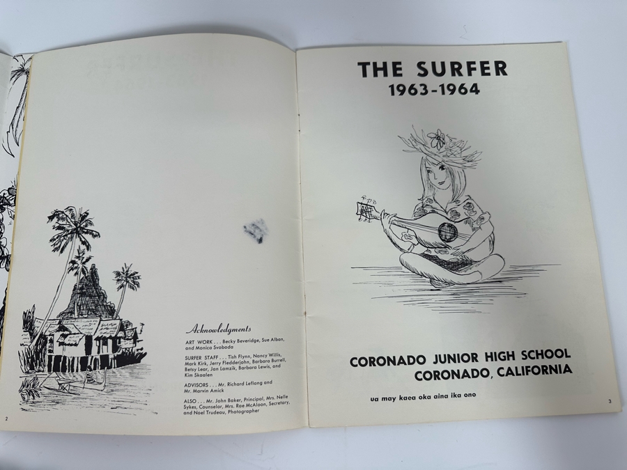 Vintage 1961 And 1964 The Surfer Yearbooks From Coronado Junior High School In San Diego Cover Featuring John Severson Surf Photograph [Photo 8]