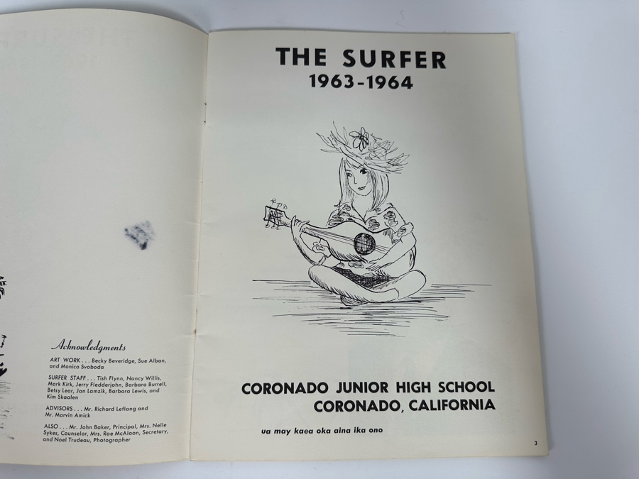 Vintage 1961 And 1964 The Surfer Yearbooks From Coronado Junior High School In San Diego Cover Featuring John Severson Surf Photograph [Photo 9]