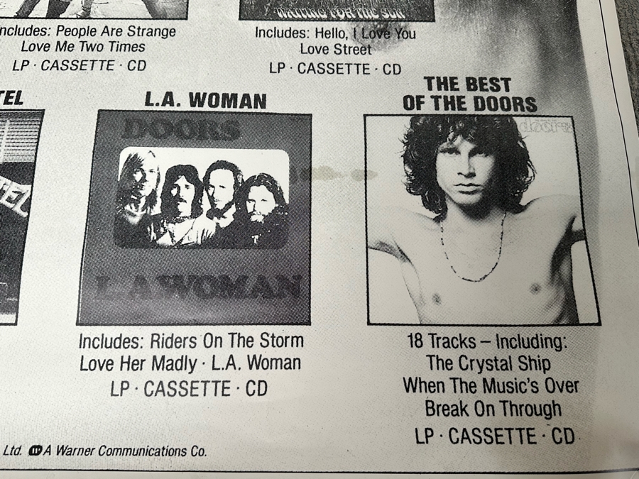 The Doors Wea Records Warner Communications Co LP / Cassette / CD Albums Promotional Rock Poster 38 X 53 [Photo 6]
