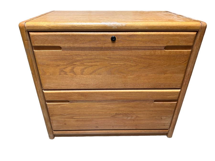 Solid Wood 2-Tier Filing Cabinet 34W X 20D X 29H