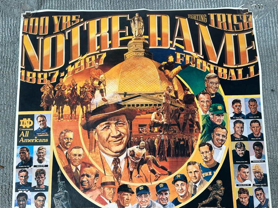 100 Years Fighting Irish Notre Dame Football 1887-1987 24 X 35 [Photo 4]