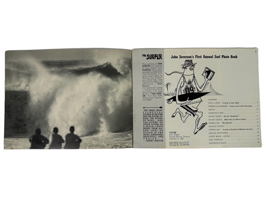 RARE Vintage 1973 Reprint Of The Surfer Magazine Volume 1, Issue 1 Illustrated And Photographed By John Severson To Promote The 'Surf Fever' Movie First Annual Surf Photo Book 11 X 8.5