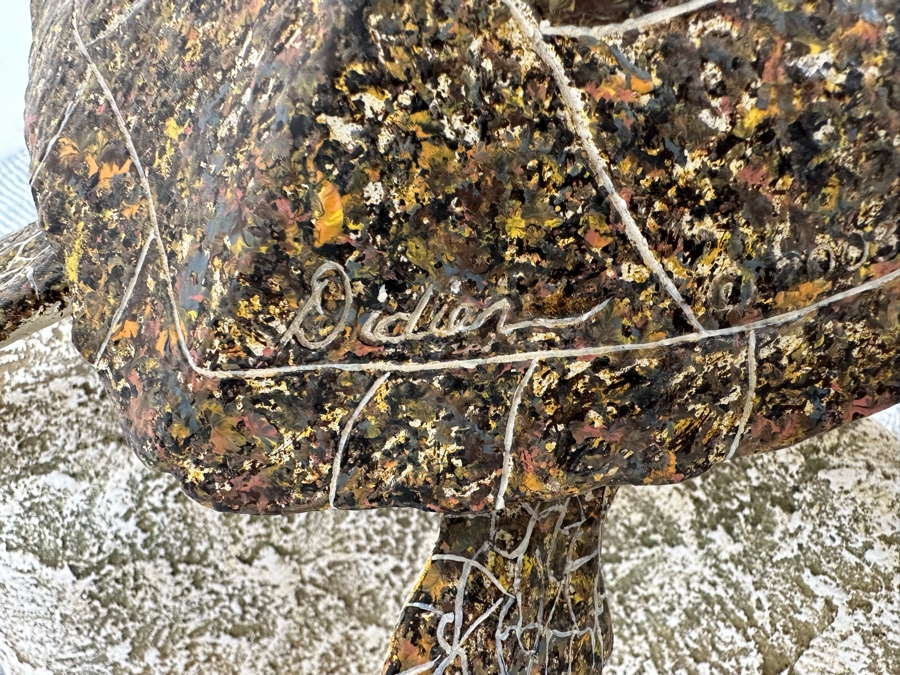 Stunning Signed John Didier Small Green Sea Turtle With Etched Rippled Glass Around Fins Coffee Table 46W X 46D X 15H Retails $2,150 [Photo 21]