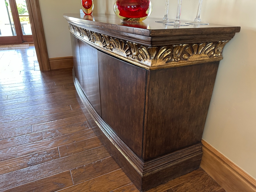 Buffet Server Credenza 7'W X 1'10'D X 2'10'H With Matching Round Mirror 4'5' [Photo 8]