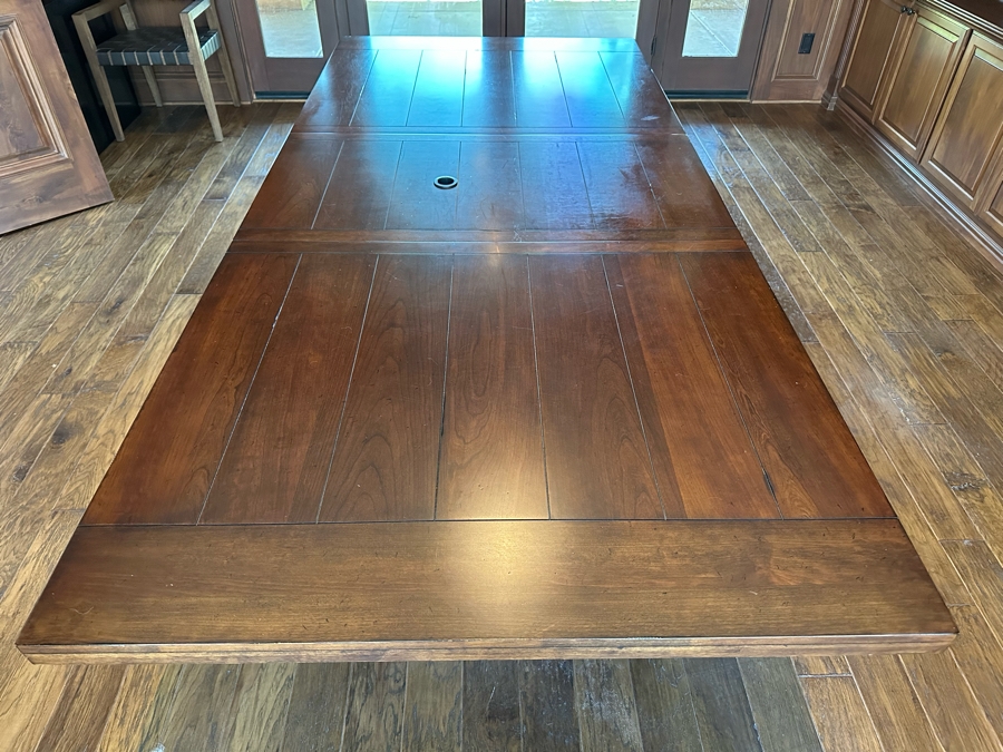 Wooden Trestle Table With One Leaf - Use As Dining Table / Conference Table / Desk 8'4'W (With Leaf) X 3'9'D (Leaf Is 1'10') [Photo 6]