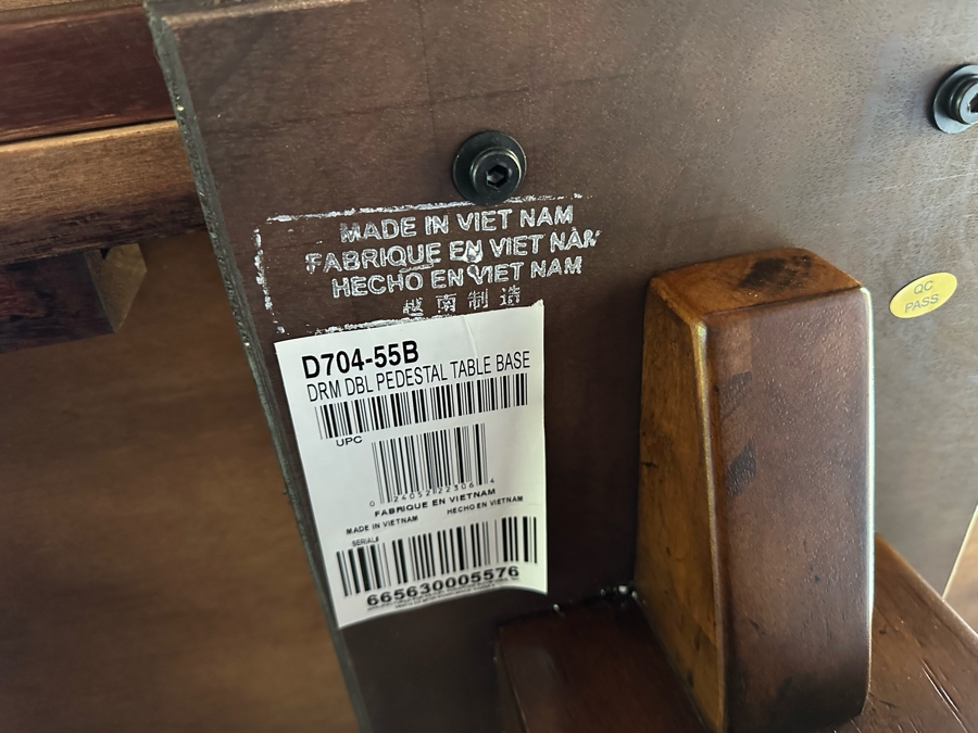 Wooden Trestle Table With One Leaf - Use As Dining Table / Conference Table / Desk 8'4'W (With Leaf) X 3'9'D (Leaf Is 1'10') [Photo 5]