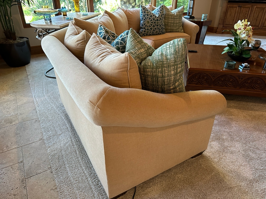 Three Piece Sectional Upholstered Sofa With Four Throw Pillows 14'W X 3'8'D X 3'3'H [Photo 8]